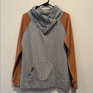 Maurices Gray Polka Dot Cowl Neck Top
